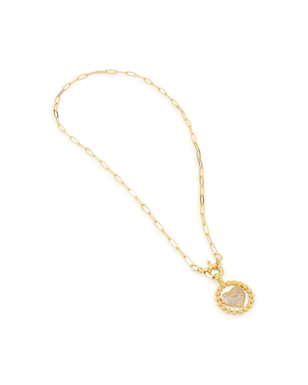 Colar de Corrente Cartier com Pingente de Coração Contornado por Flores Cravejado com Zircônias | Banhado a Ouro 18k