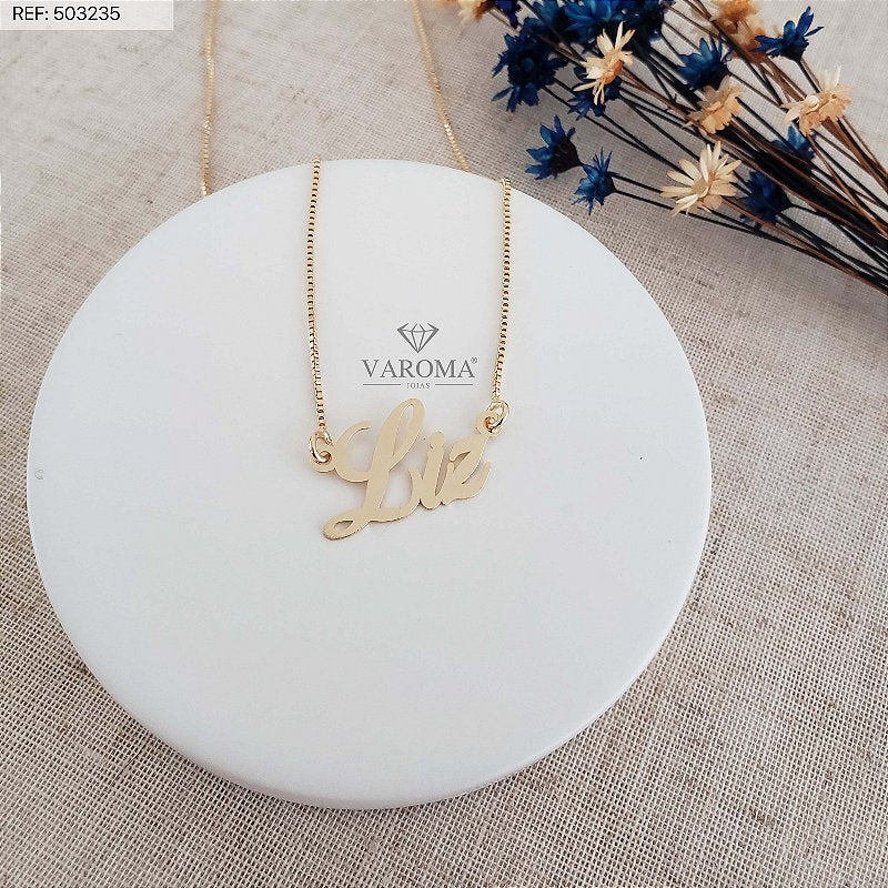 Colar personalizável com nome banhado em ouro 18k