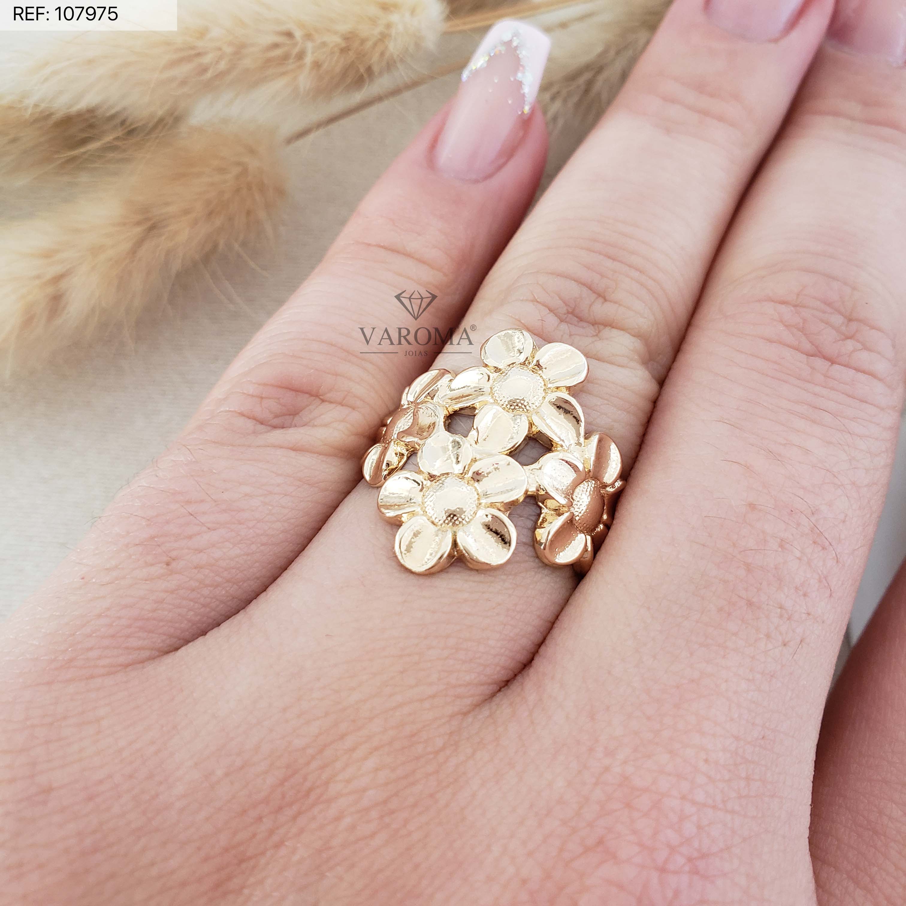 Anel de Flores Banhado a Ouro 18k