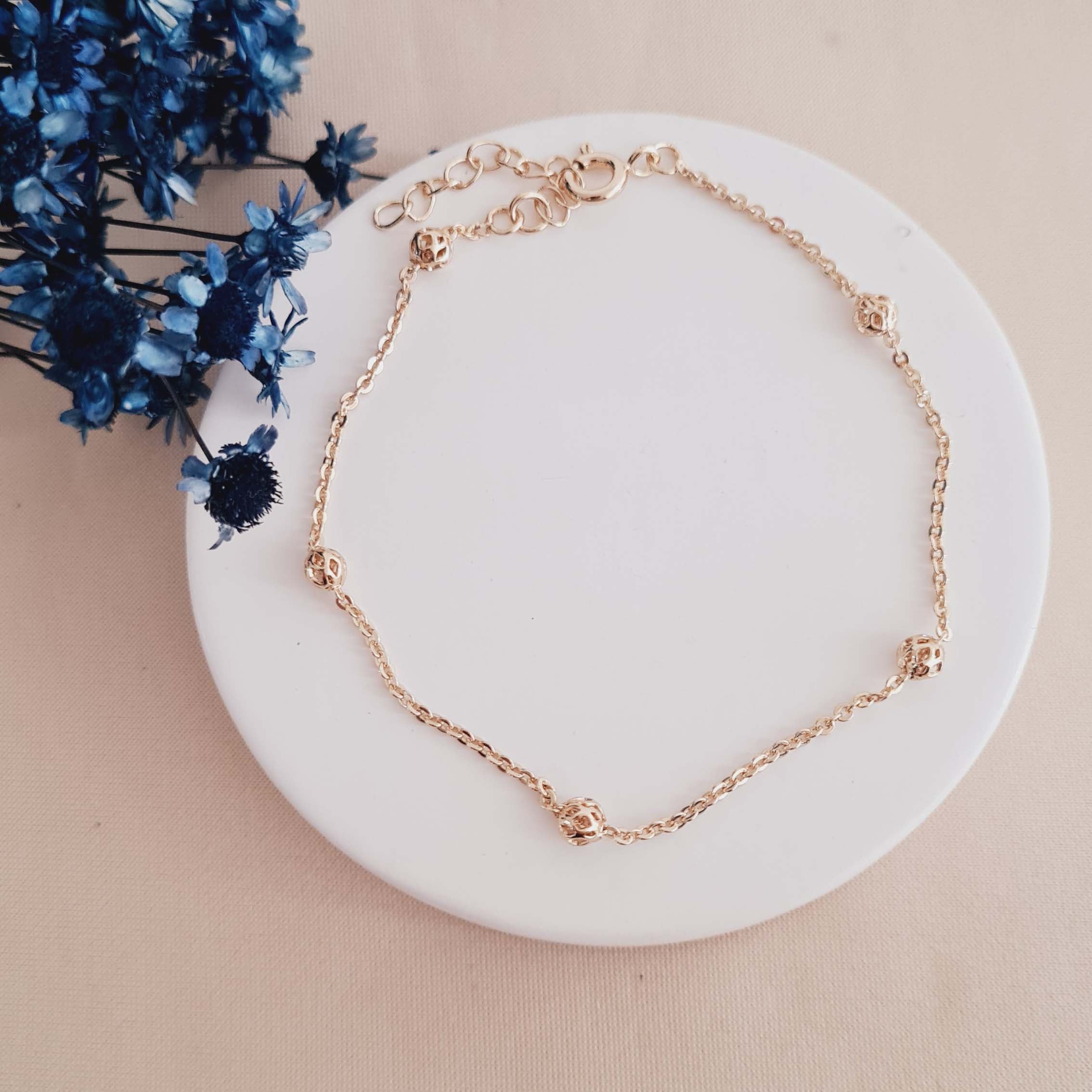 Pulseira de Bolinhas Banhado a Ouro 18K