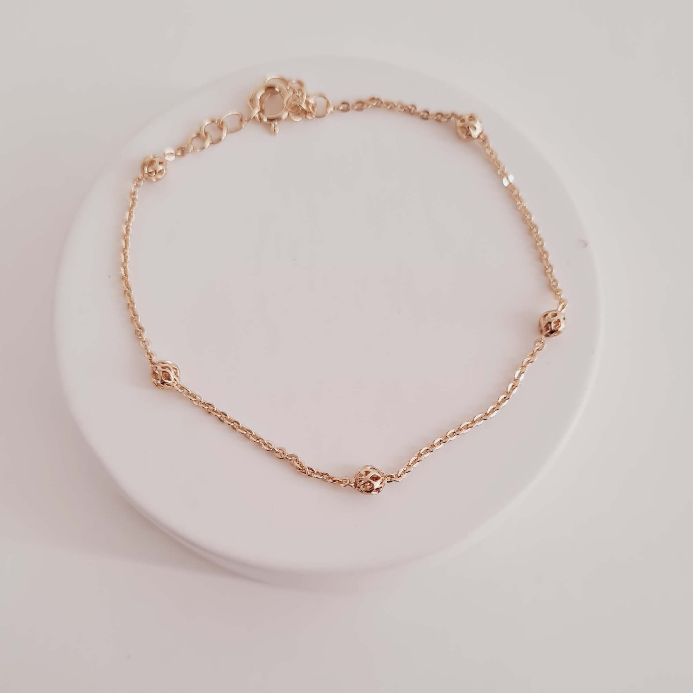 Pulseira de Bolinhas Banhado a Ouro 18K