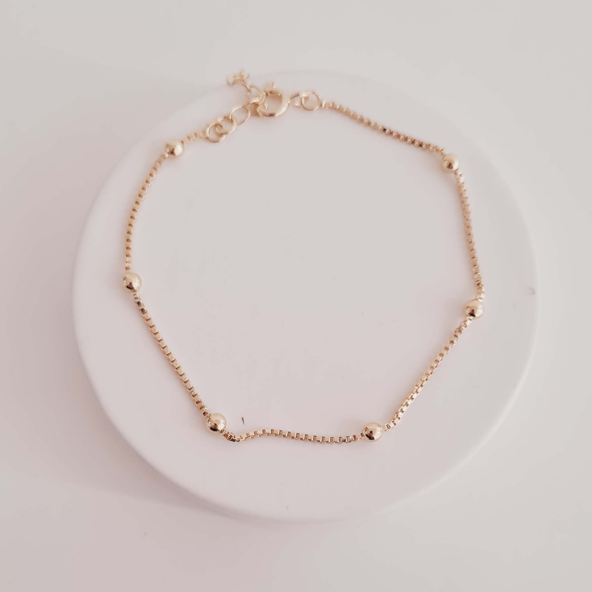 Pulseira de Bolinhas Banhado a Ouro 18K