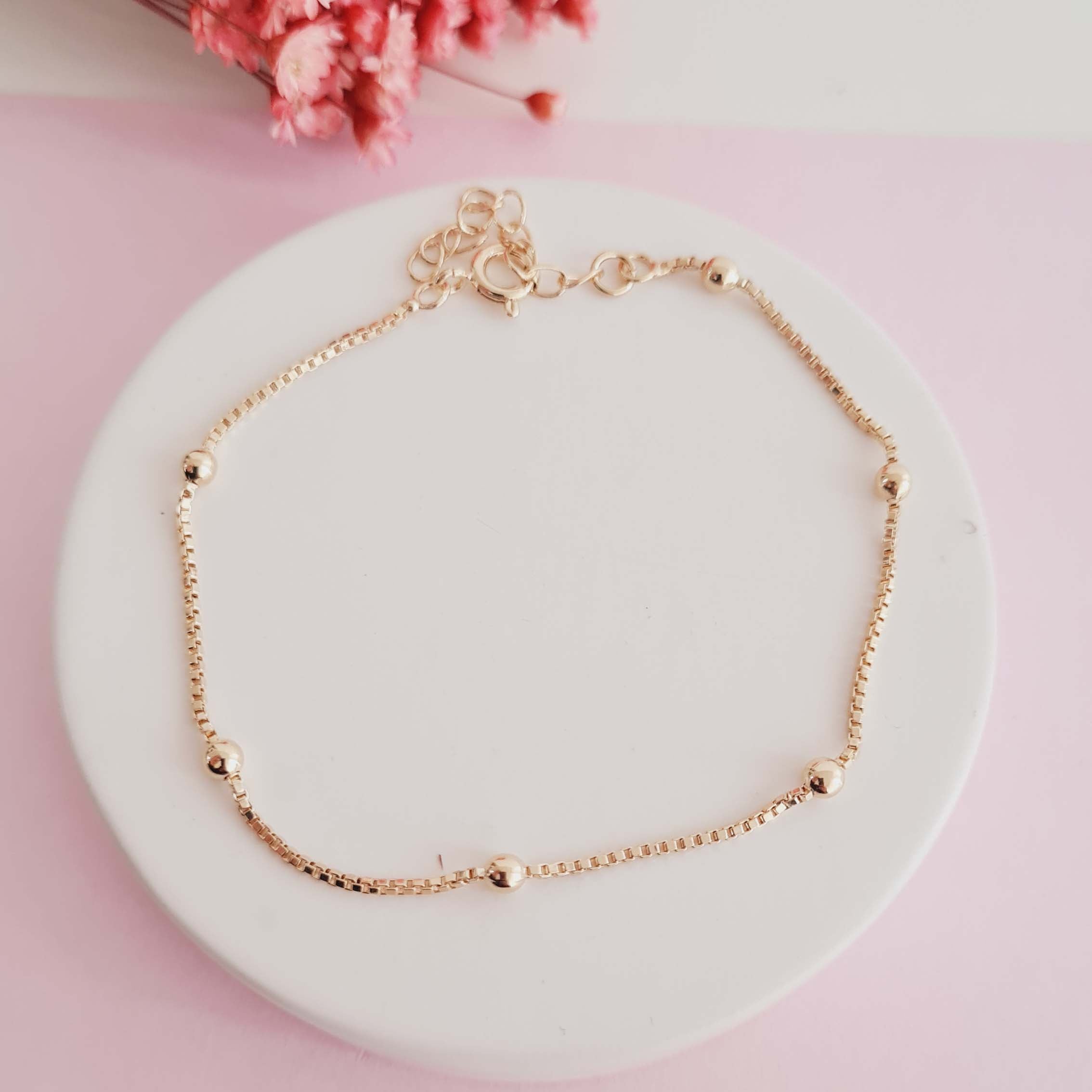 Pulseira de Bolinhas Banhado a Ouro 18K