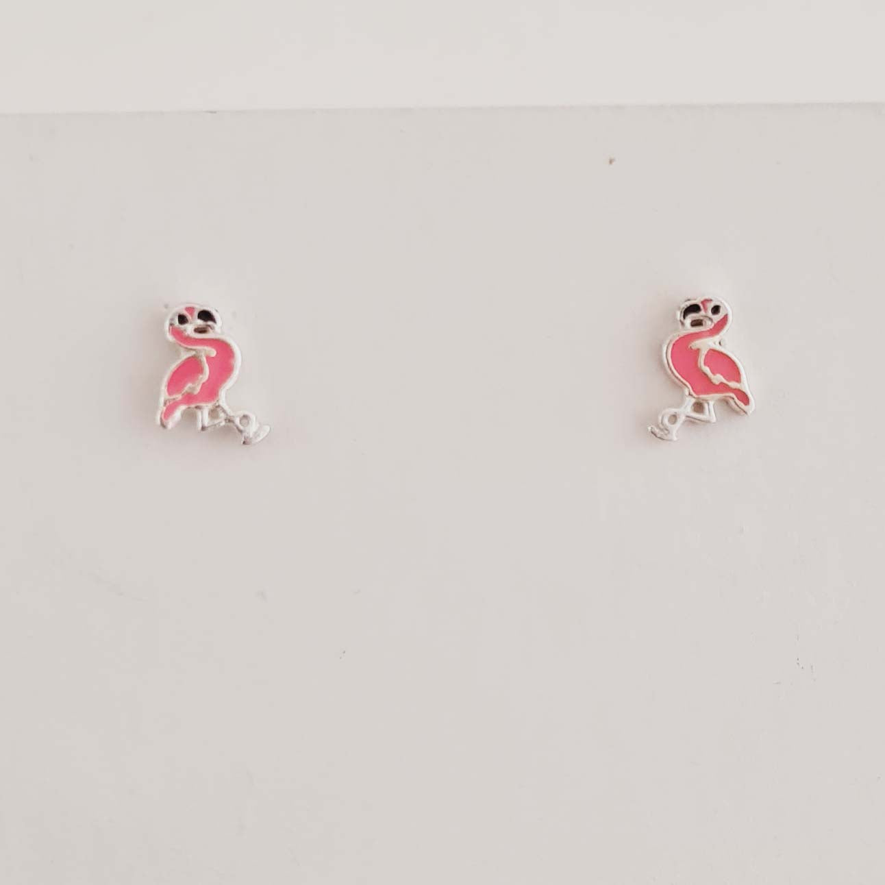 Brinco de Flamingo com Resina Colorida em Prata 925