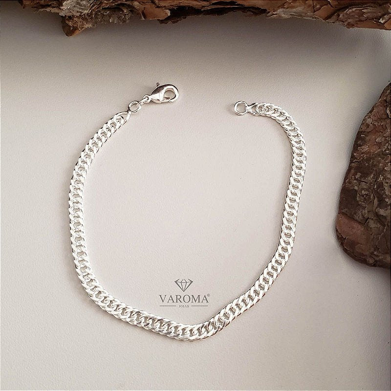 Pulseira masculina banhada em prata