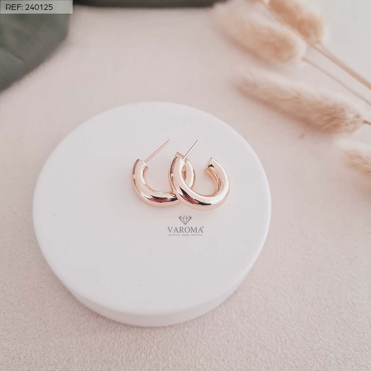 Brinco Argola Tubo Liso | Banhado a Ouro 18k