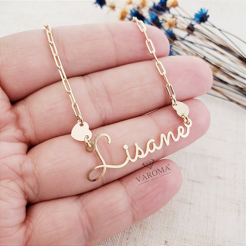 Colar com nome personalizável o banhado em ouro 18k