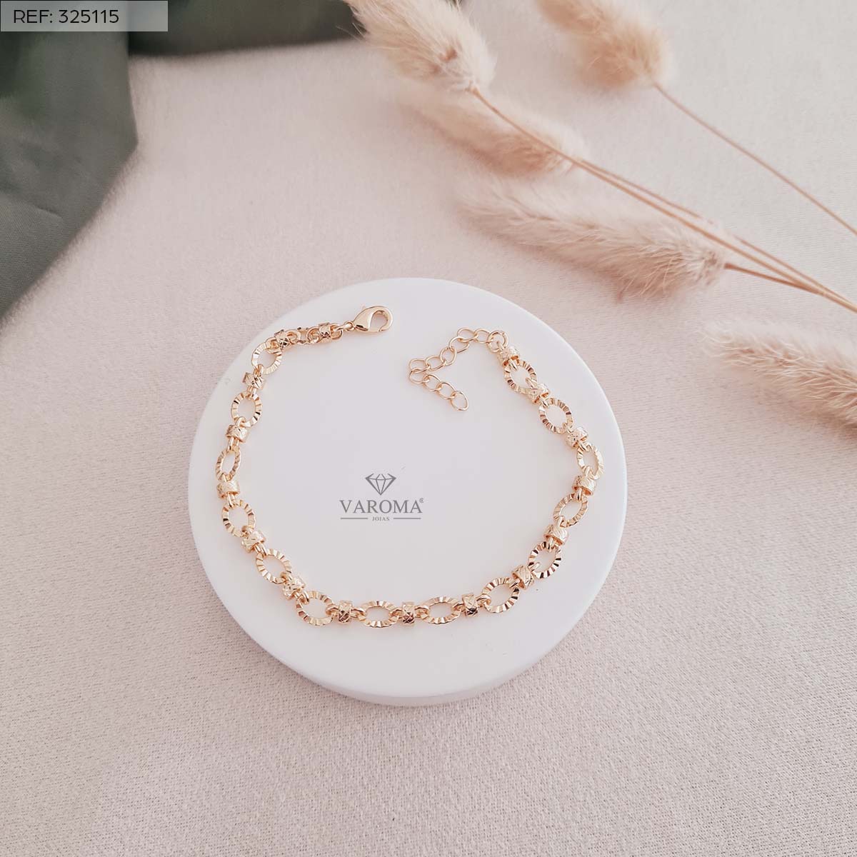 Pulseira de Elos e Divisores Trabalhados | Banhada a Ouro 18k