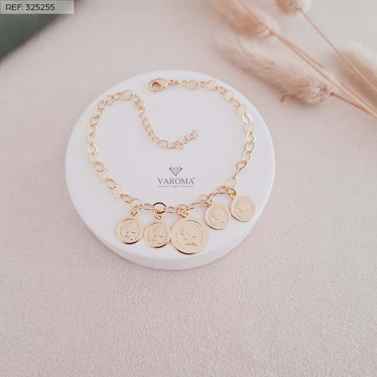 Pulseira com Pingentes de Moedas | Banhado a Ouro 18k