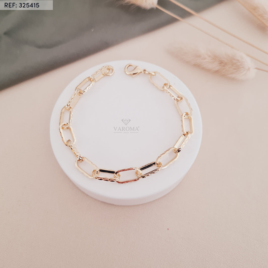 Pulseira com Elos Diamantados | Banhado a Ouro 18k
