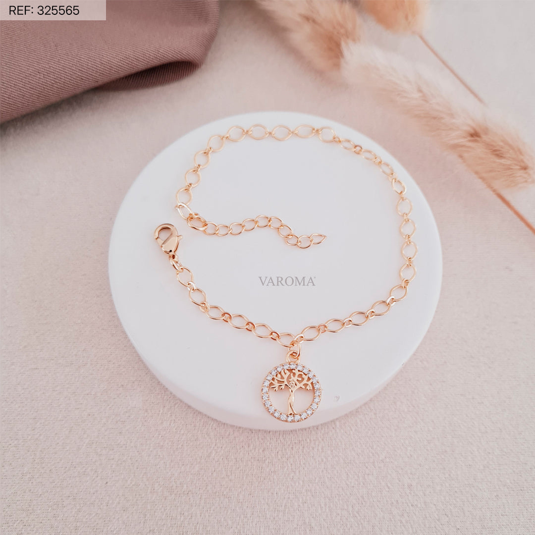 Pulseira Árvore da Vida com Zircônias Banhada a Ouro 18k