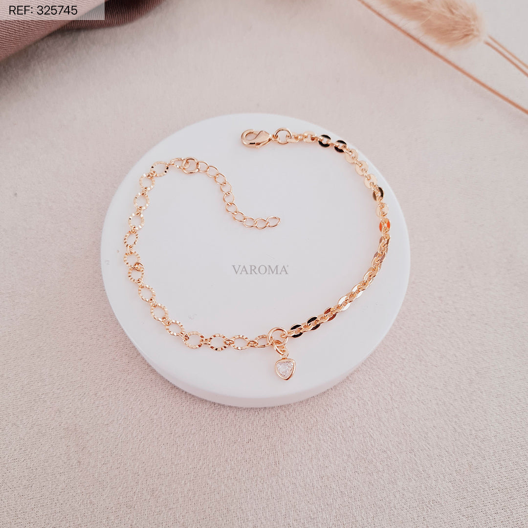 Pulseira com Ponto de Luz em Formato de Coração Banhado a Ouro 18k