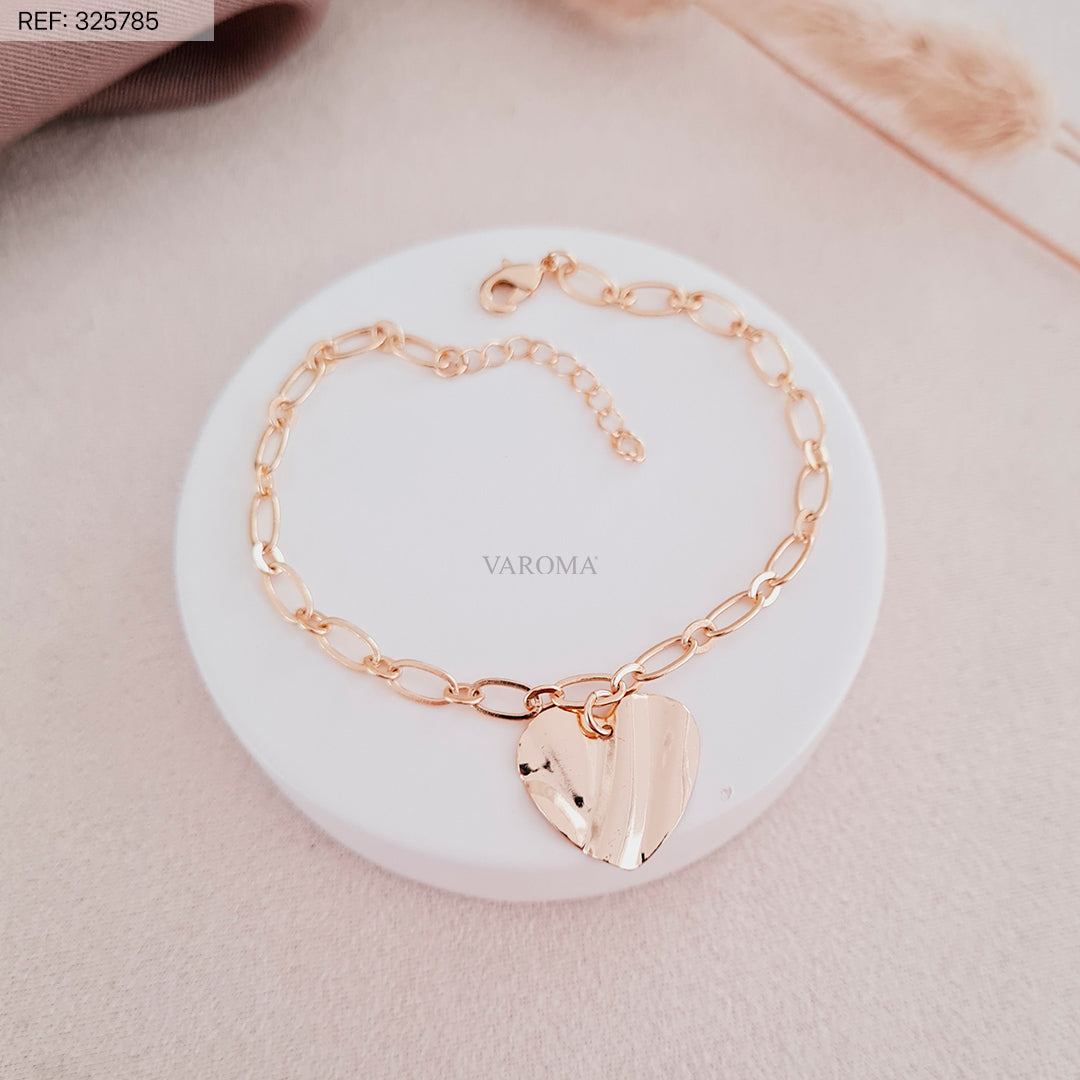 Pulseira com Pingente de Coração Banhada a Ouro 18k