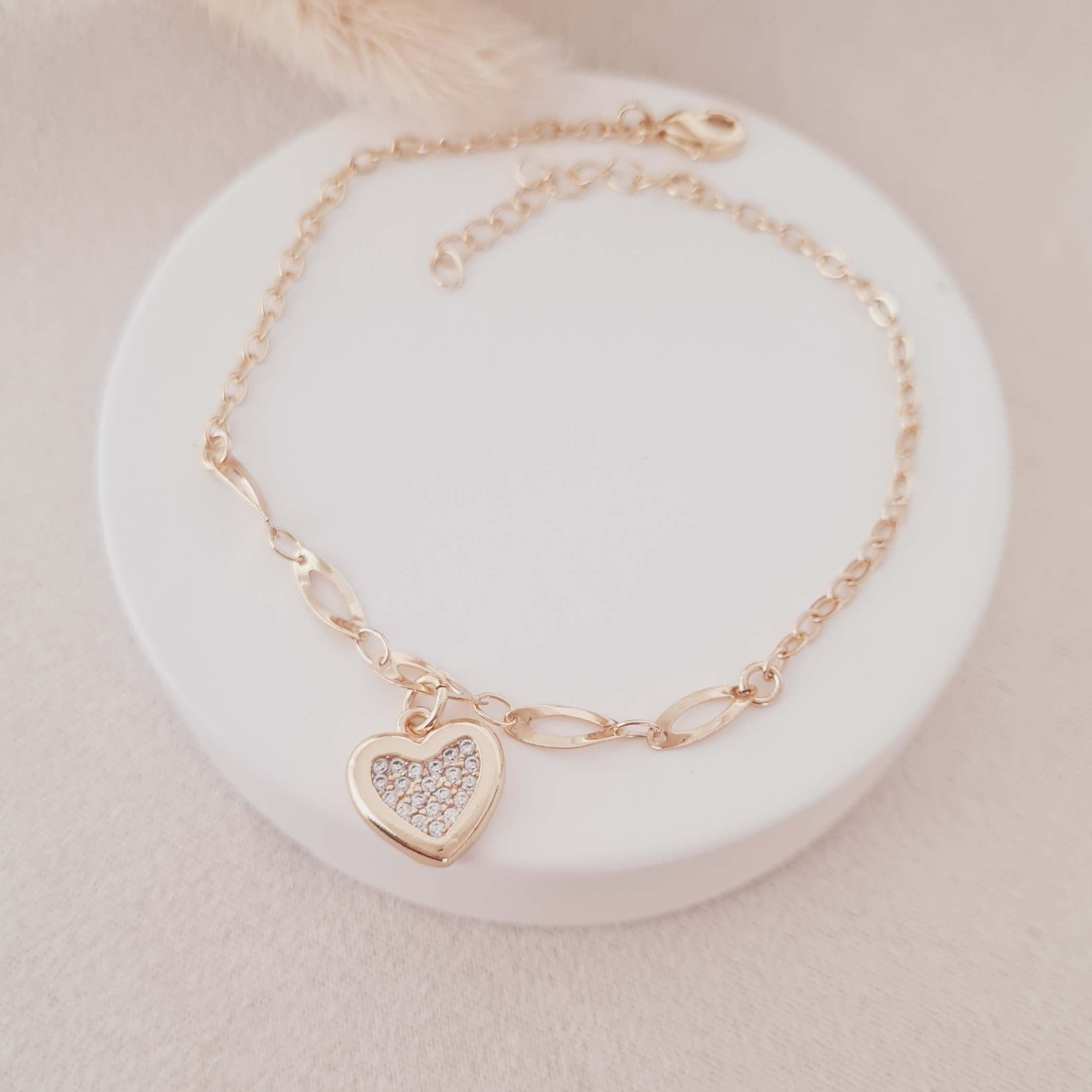 Pulseira Coração com Zircônias