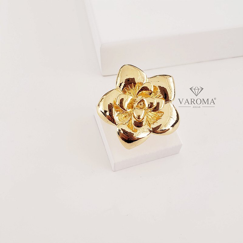 Anel de flor banhado em ouro 18K