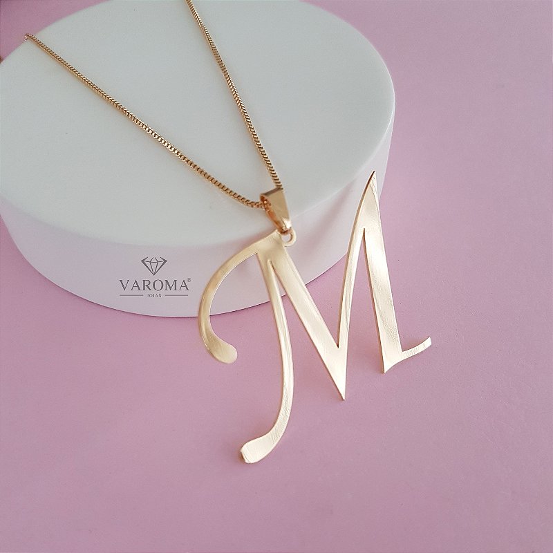 Colar personalizável com letra banhado em ouro 18k