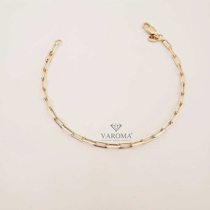 Pulseira masculina lisa banhada em ouro 18k