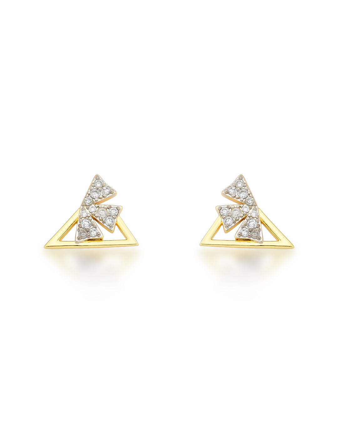 Brinco Triangulo com Laço Cravejado com Zircônias | Banhado em Ouro 18k