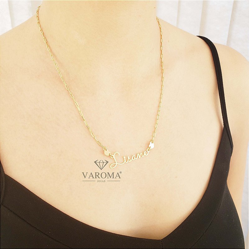 Colar com nome personalizável o banhado em ouro 18k