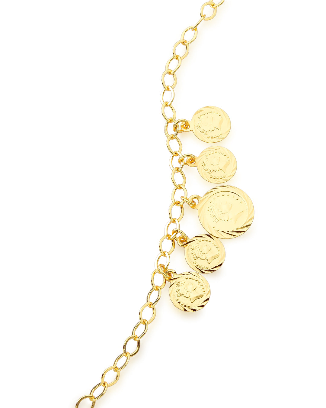 Pulseira com Pingentes de Moedas | Banhado a Ouro 18k