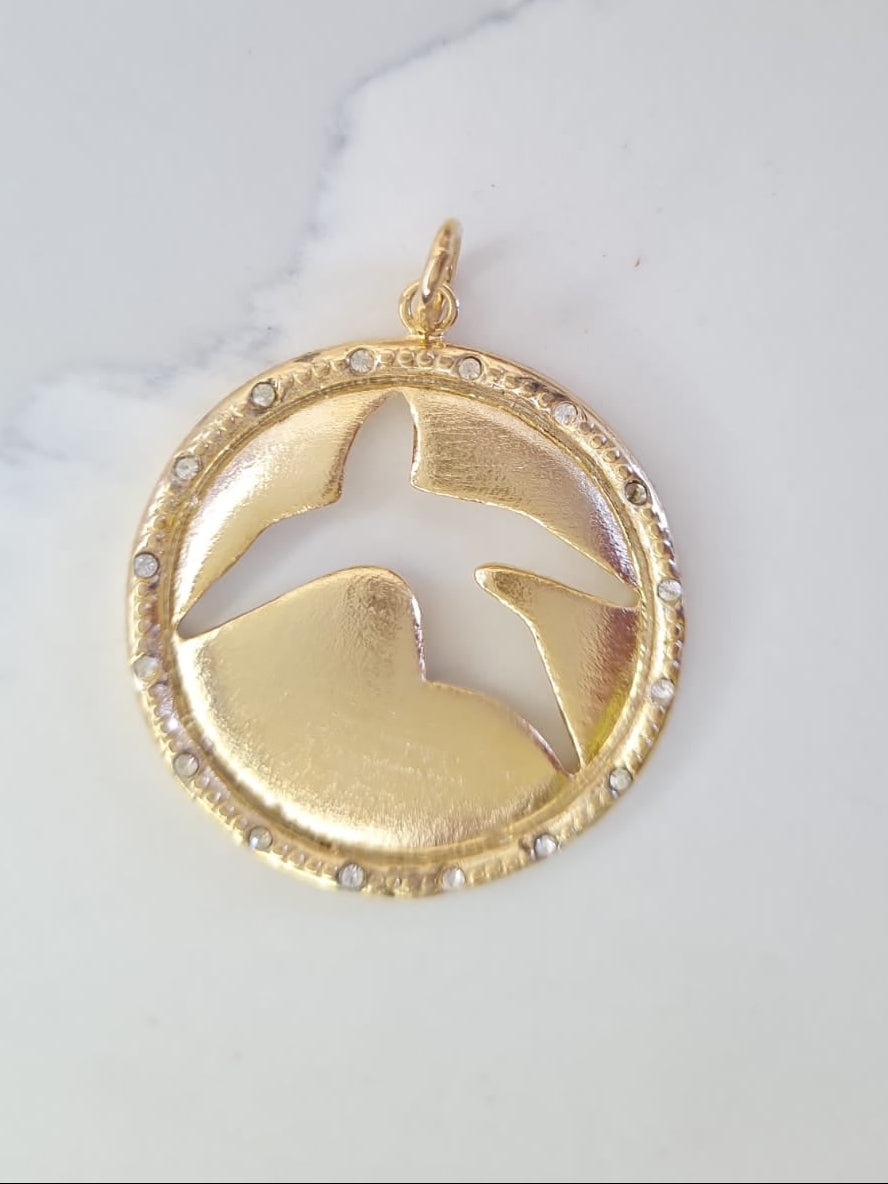 Pingente Pomba da paz vazada| Banhado em ouro em 18K