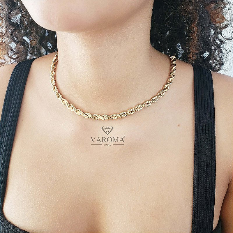 Choker de cordão baiano  banhada em ouro 18k