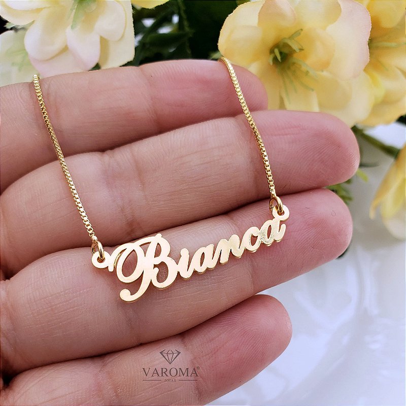 Colar personalizável com nome banhado em ouro 18k