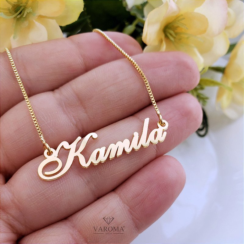 Colar personalizável com nome banhado em ouro 18k