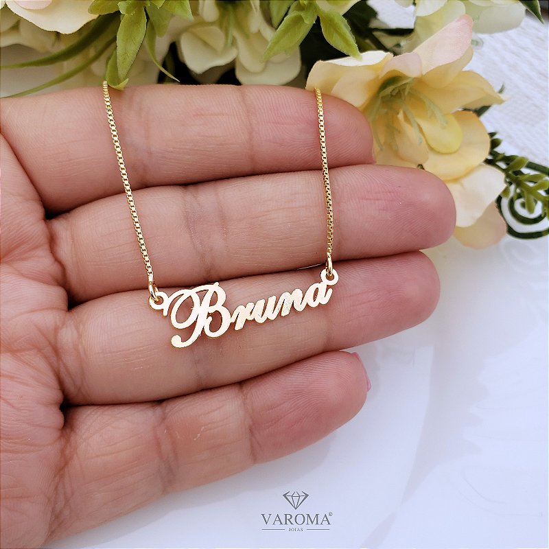 Colar personalizável com nome banhado em ouro 18k