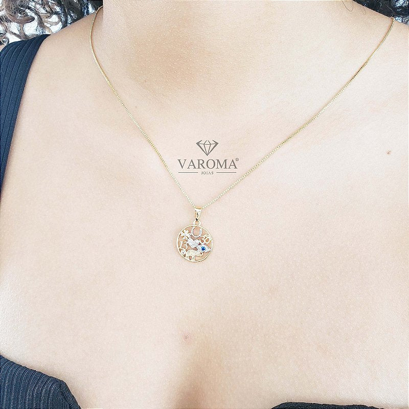 Colar Especial com Pingente da Sorte Banhado em Ouro 18k