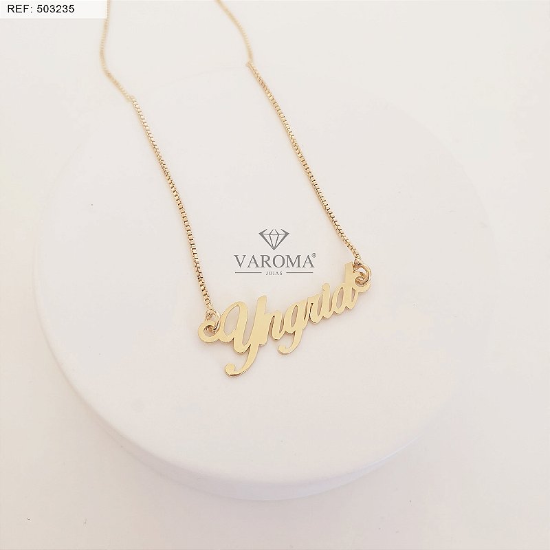 Colar personalizável com nome banhado em ouro 18k