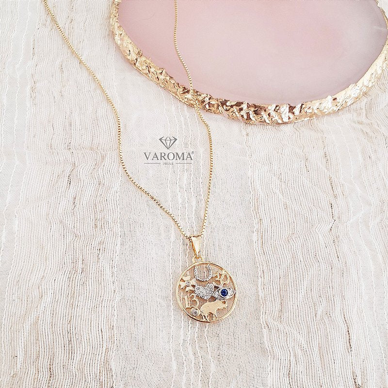 Colar Especial com Pingente da Sorte Banhado em Ouro 18k