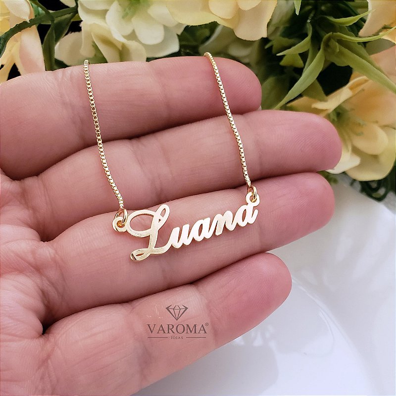 Colar personalizável com nome banhado em ouro 18k