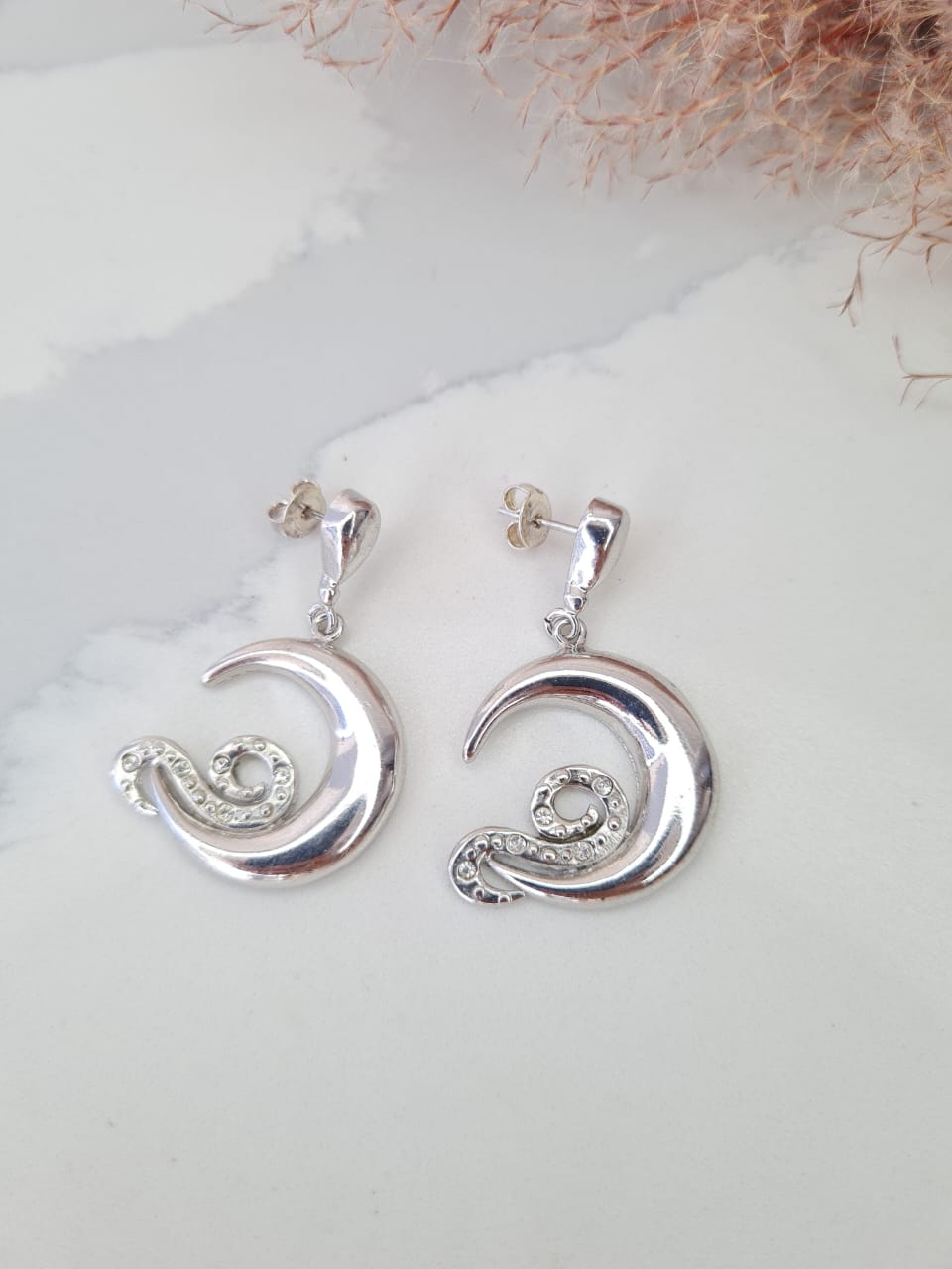 Brinco de Lua banhado em Prata 925