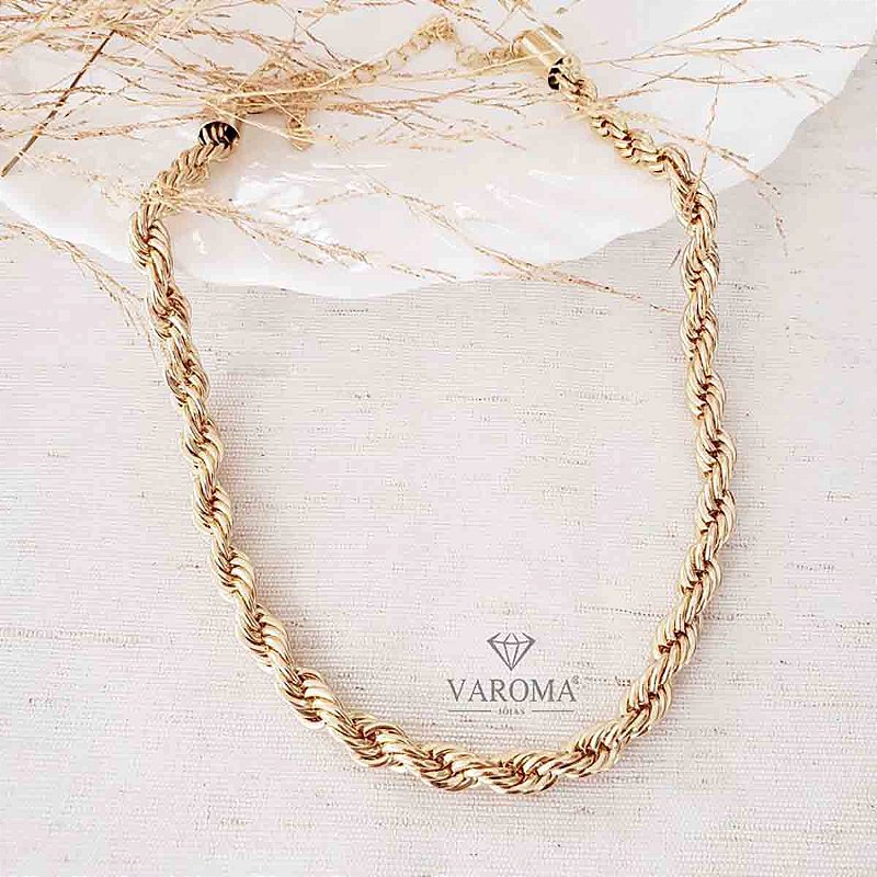 Choker de cordão baiano  banhada em ouro 18k