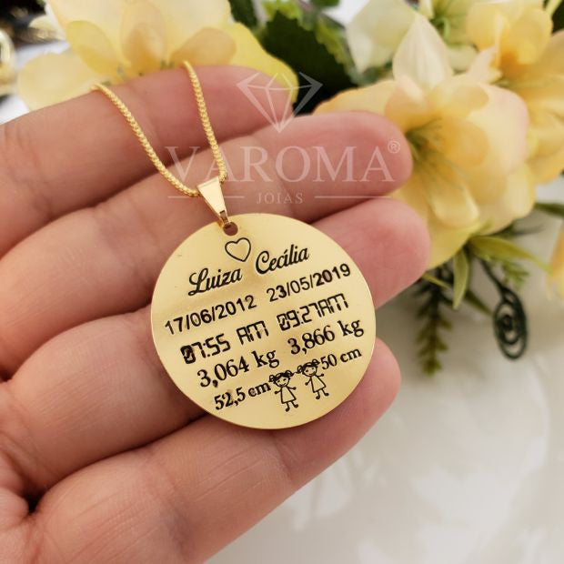 Colar personalizável com dados banhado em ouro 18k