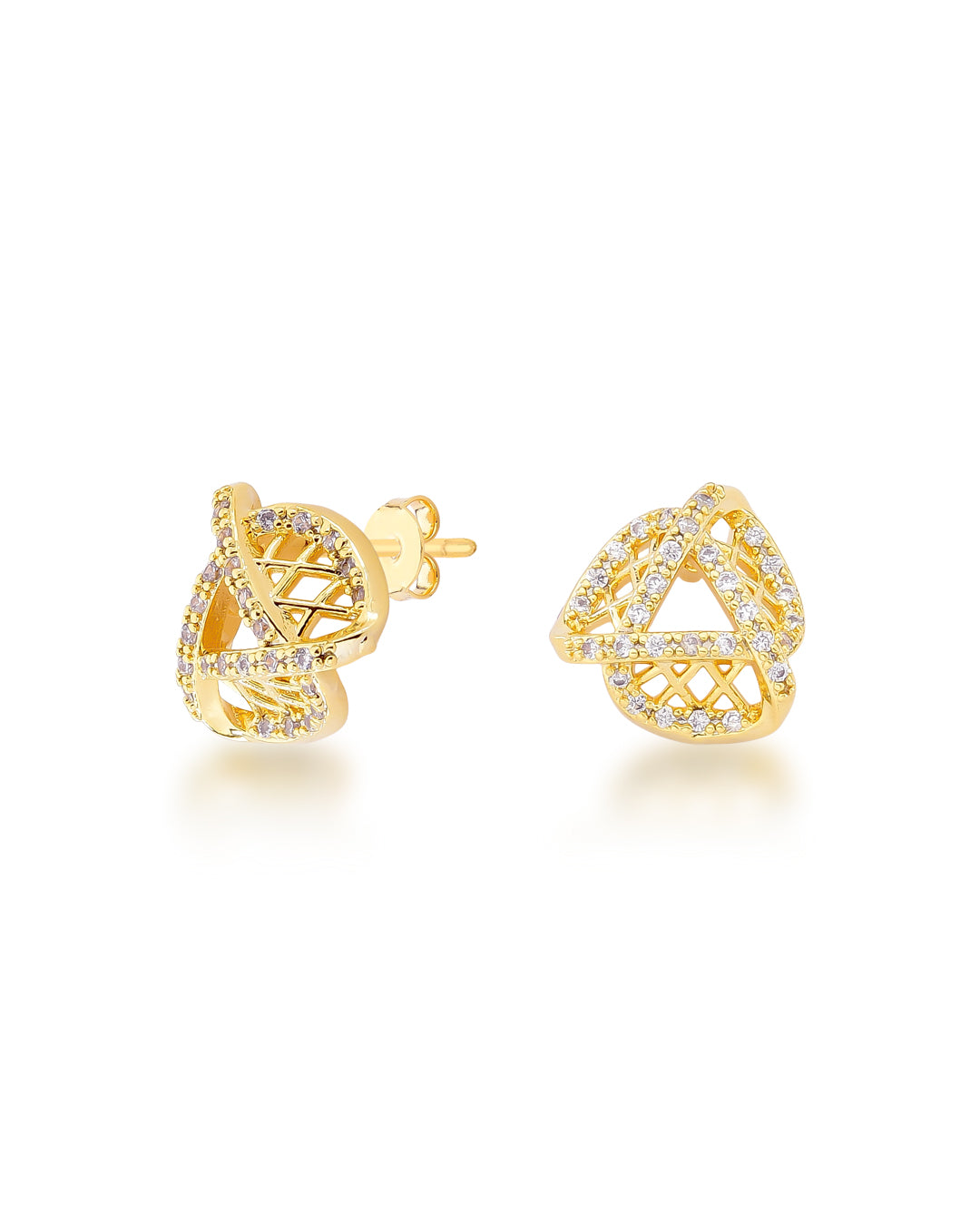 [CUSTO] Brinco Cravejado com Zircônias com Detalhes Vazados | Banhado a Ouro 18k
